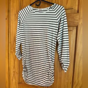Striped Black and White Women's Top with scrunched sides